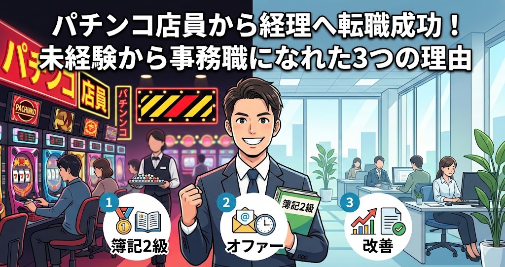 パチンコ店員から経理へ転職成功！未経験から事務職になれた3つの理由