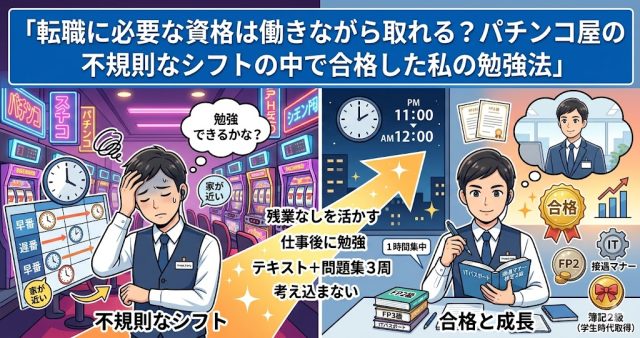 転職に必要な資格は働きながら取れる？パチンコ屋の不規則なシフトの中で合格した私の勉強法